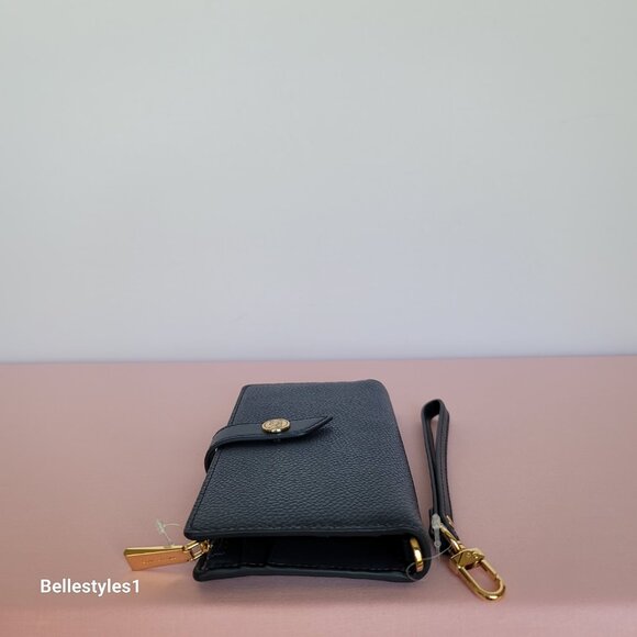MICHAEL KORS Bifold Pebbled Leather Large Wallet/Wristlet- Navy color 🎈$88.⭐ - Picture 12 of 16